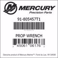 Bar codes for Mercury Marine part number 91-805457T1