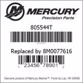 Bar codes for Mercury Marine part number 805544T