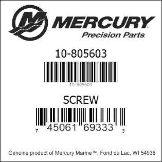 Bar codes for Mercury Marine part number 10-805603