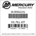 Bar codes for Mercury Marine part number 36-805621A1