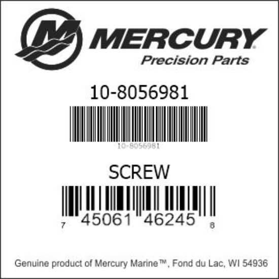 Bar codes for Mercury Marine part number 10-8056981