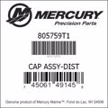 Bar codes for Mercury Marine part number 805759T1
