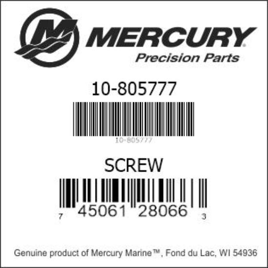 Bar codes for Mercury Marine part number 10-805777