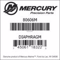 Bar codes for Mercury Marine part number 80606M