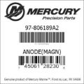 Bar codes for Mercury Marine part number 97-806189A2