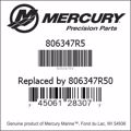 Bar codes for Mercury Marine part number 806347R5