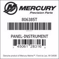 Bar codes for Mercury Marine part number 806385T