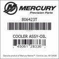 Bar codes for Mercury Marine part number 806423T