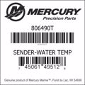 Bar codes for Mercury Marine part number 806490T