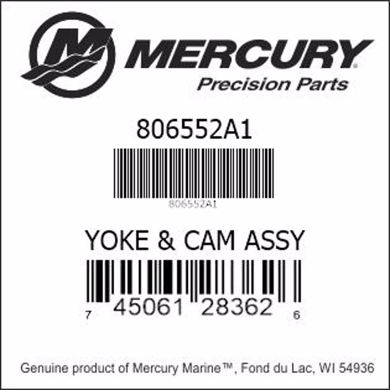 Bar codes for Mercury Marine part number 806552A1