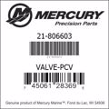 Bar codes for Mercury Marine part number 21-806603
