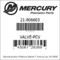 Bar codes for Mercury Marine part number 21-806603