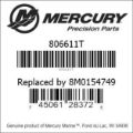 Bar codes for Mercury Marine part number 806611T