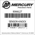 Bar codes for Mercury Marine part number 806612T