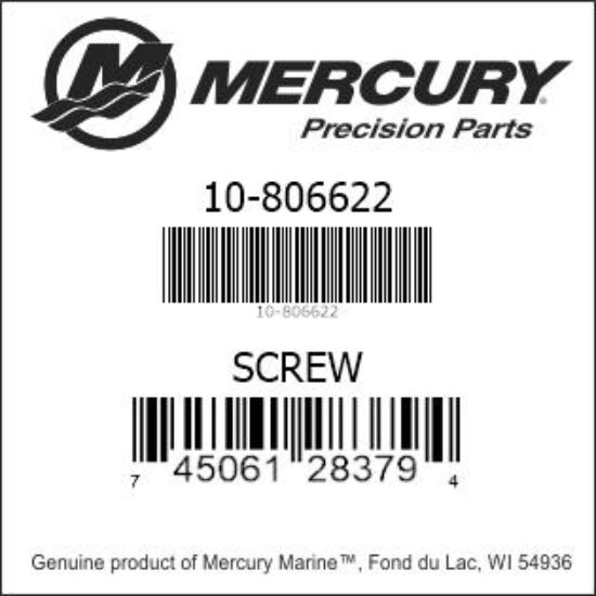 Bar codes for Mercury Marine part number 10-806622