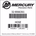 Bar codes for Mercury Marine part number 32-8066361