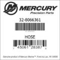 Bar codes for Mercury Marine part number 32-8066361