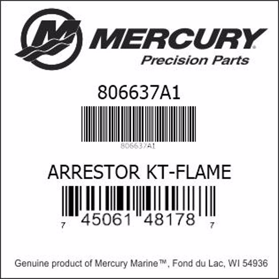 Bar codes for Mercury Marine part number 806637A1