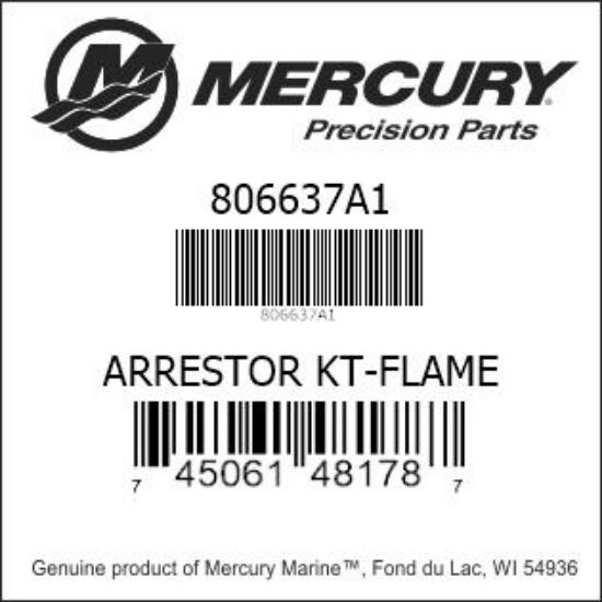 Bar codes for Mercury Marine part number 806637A1