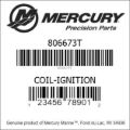Bar codes for Mercury Marine part number 806673T