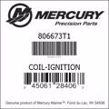 Bar codes for Mercury Marine part number 806673T1