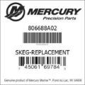 Bar codes for Mercury Marine part number 806688A02