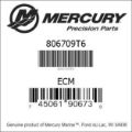 Bar codes for Mercury Marine part number 806709T6