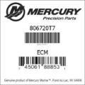 Bar codes for Mercury Marine part number 806720T7