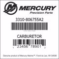 Bar codes for Mercury Marine part number 3310-806755A2