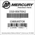 Bar codes for Mercury Marine part number 3310-806755A2