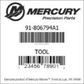 Bar codes for Mercury Marine part number 91-806794A1