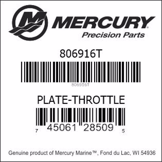 Bar codes for Mercury Marine part number 806916T