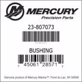 Bar codes for Mercury Marine part number 23-807073