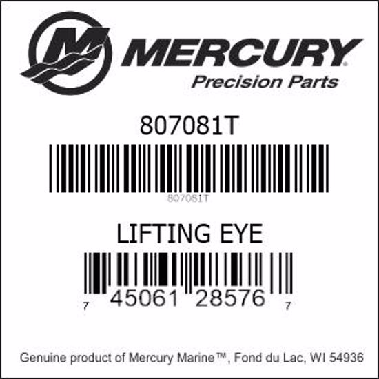 Bar codes for Mercury Marine part number 807081T