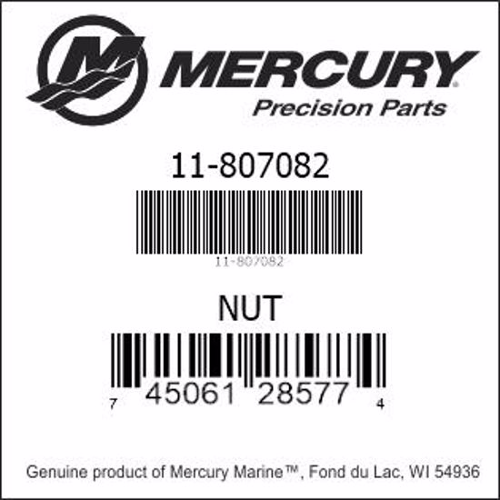 Bar codes for Mercury Marine part number 11-807082