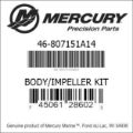 Bar codes for Mercury Marine part number 46-807151A14