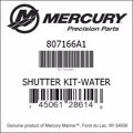 Bar codes for Mercury Marine part number 807166A1