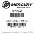 Bar codes for Mercury Marine part number 807166A2
