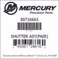 Bar codes for Mercury Marine part number 807166A3
