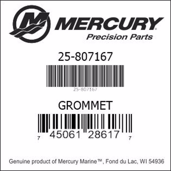 Bar codes for Mercury Marine part number 25-807167