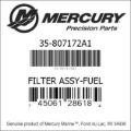 Bar codes for Mercury Marine part number 35-807172A1