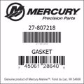 Bar codes for Mercury Marine part number 27-807218