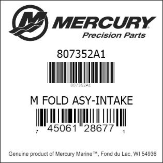 Bar codes for Mercury Marine part number 807352A1