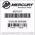 Bar codes for Mercury Marine part number 807371T