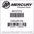 Bar codes for Mercury Marine part number 807371T1