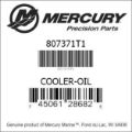 Bar codes for Mercury Marine part number 807371T1