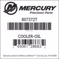 Bar codes for Mercury Marine part number 807372T
