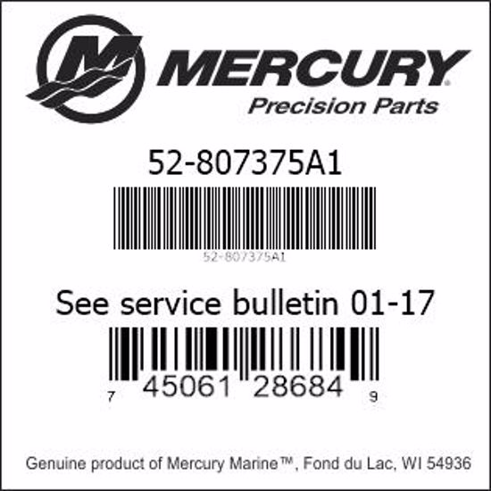 Bar codes for Mercury Marine part number 52-807375A1
