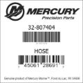 Bar codes for Mercury Marine part number 32-807404