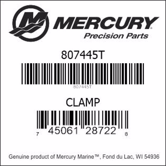 Bar codes for Mercury Marine part number 807445T